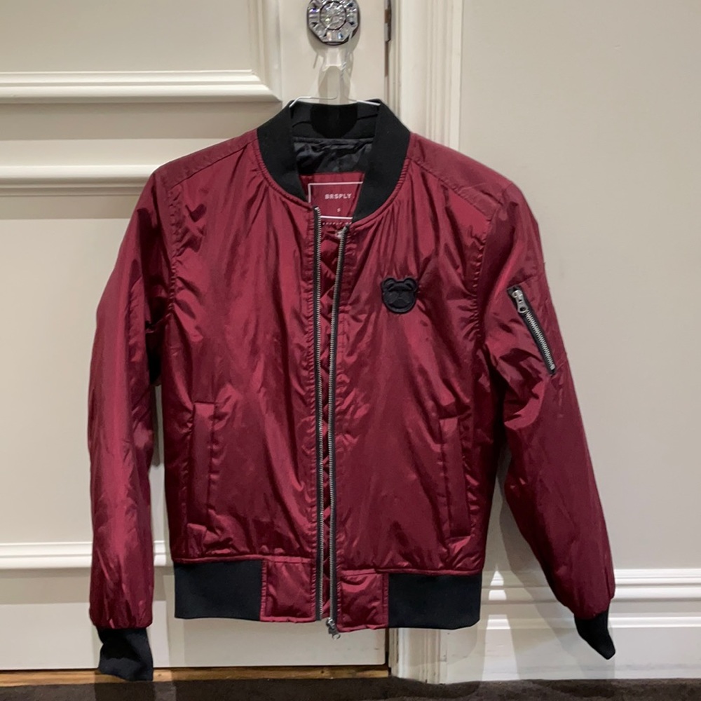 Bear Supply Bomber Jacket Size Small in Burgundy